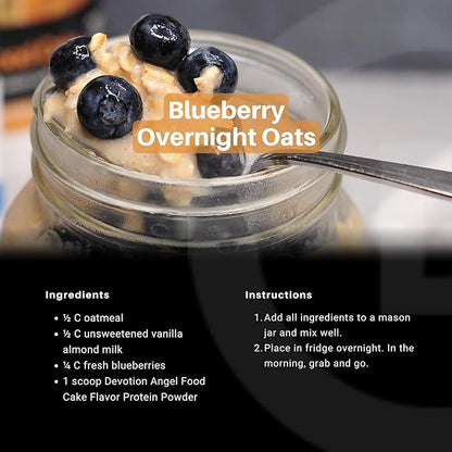 Devotion Nutrition Protein Powder Blend | Gluten Free, Keto Friendly, No Added Sugars | 1g MCT | 20g Whey & Micellar Protein | 12 Count Packets (Angel Food Cake)