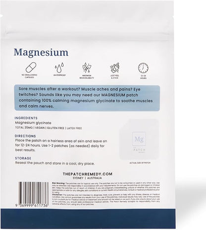 The Patch Remedy Magnesium Patches Transdermal - (30 Day Supply) Topical Magnesium Glycinate Patch for Women & Men, Muscle Cramps, Sleep & Relaxation Support