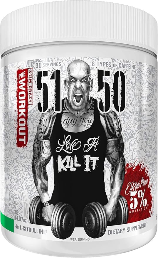 5% Nutrition Rich Piana 5150 High Stim Pre-Workout Powder | Extreme Energy, Focus, Pumps & Endurance | 400 mg Caffeine, Citrulline, Beta Alanine, N-Acetyl L-Tyrosine | 30 Srvgs (Green Apple)