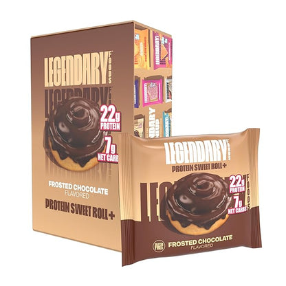 Legendary Foods 22 gram High Protein Sweet Roll+ Bars Premium Boosted - Low Carb Meal Replacement Snack Bar - 10 Gluten Free Protein Snacks - Healthy Keto Snack Box - Low Sugar Diabetic Friendly