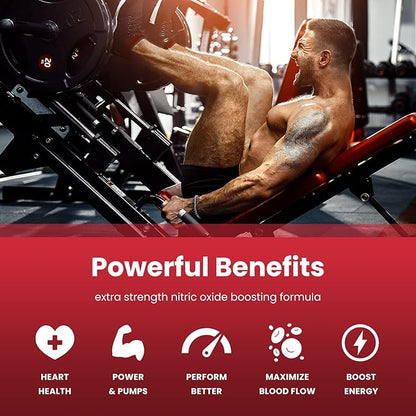 Nitric Oxide Supplement | L-Arginine, L Citrulline Malate, AAKG, Pine Bark, Grape Seed Extract | Extra Strength Nitric Oxide Booster | Nitric Oxide Pills for Men & Women | Strength, Energy, Blood Flow