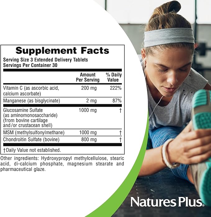 NaturesPlus Advanced Therapeutics Glucosamine/Chondroitin/MSM Ultra Rx-Joint Tablets, Extended Delivery - 90 Tablets - High Potency Joint Support Supplement - Gluten-Free - 30 Servings
