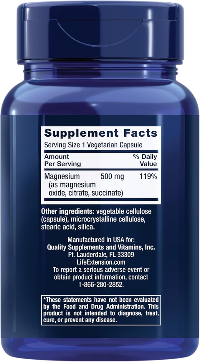 Life Extension Two-Per-Day High Potency Multi-Vitamin & Mineral Supplement & Magnesium Caps, 500 mg, Magnesium Oxide, Citrate, Succinate
