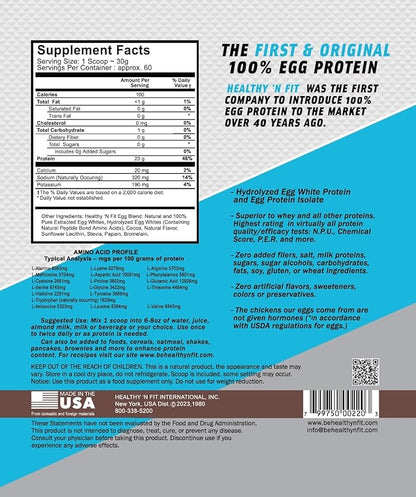 Healthy 'N Fit 100% Egg Protein- Chocolate (4lb): 100% Egg White Protein. Zero Lactose, Zero Sugar.- Ultra Pure, Natural Egg Protein Isolate