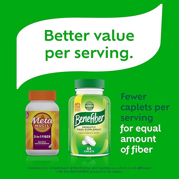 Benefiber Prebiotic Fiber Supplement Caplets, 84 Count