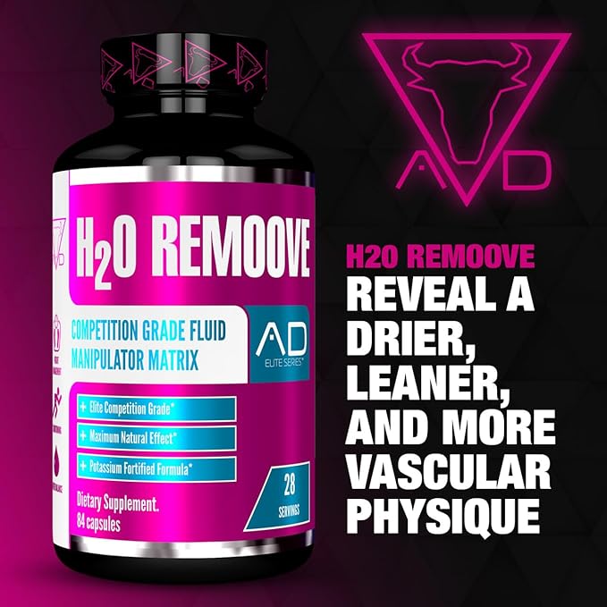 Project AD H2O Remoove Nutural Diuretice Water Management System, Contains a Potassium-Sparing Formula Designed To Promote a Drier, Leaner And More Vascular Looking Physique (28 Servings)