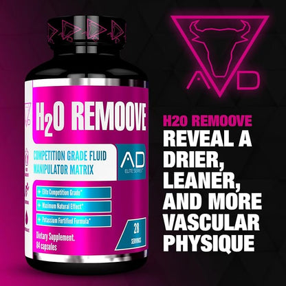 Project AD H2O Remoove Nutural Diuretice Water Management System, Contains a Potassium-Sparing Formula Designed To Promote a Drier, Leaner And More Vascular Looking Physique (28 Servings)