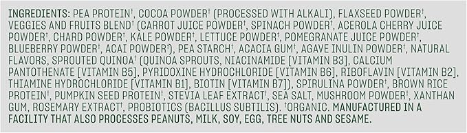 Vega Organic All-in-One Vegan Protein Powder, Chocolate - Superfood Ingredients, Vitamins for Immunity Support, Keto Friendly, Pea Protein for Women & Men, 61.8 Oz (Packaging May Vary)