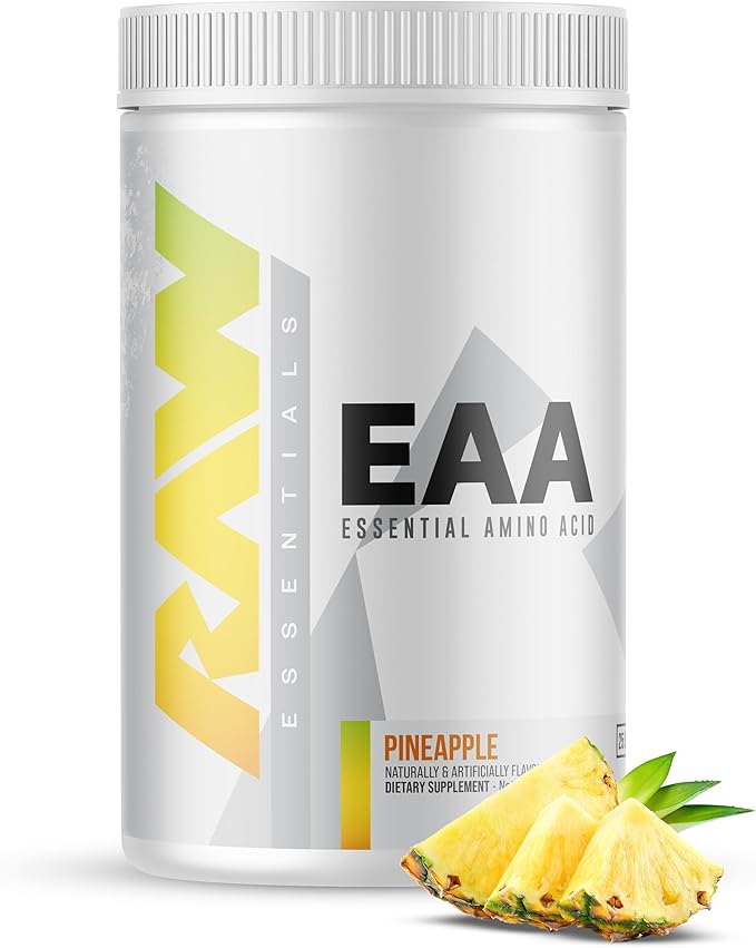 RAW EAA Amino Acids Powder, Pineapple (25 Servings) - Pre Workout Amino Energy Powder for Strength, Endurance, Recovery & Lean Muscle Growth - BCAA Amino Acids Supplement for Men & Women