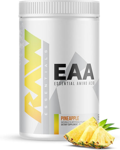 RAW EAA Amino Acids Powder, Pineapple (25 Servings) - Pre Workout Amino Energy Powder for Strength, Endurance, Recovery & Lean Muscle Growth - BCAA Amino Acids Supplement for Men & Women