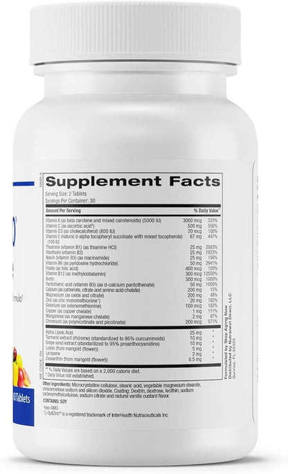 Stop Aging Now - Multi360 Complete 2-Per-Day Multivitamin and Multimineral Supplement - 25 Essential Vitamins, Minerals, Herbs and Antioxidants - Immune Support and Nutritional Supplement - 60 Tablets