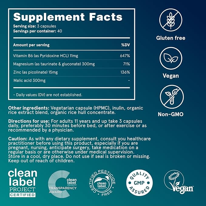 Puori Organic Magnesium Zinc Supplement - 300mg - 120 Vegan Capsules - High Absorption M3 Complex for Sleep, Immune Support, Energy, Muscle Recovery, Relaxation & Leg Cramps - Zinc & Vitamin B6