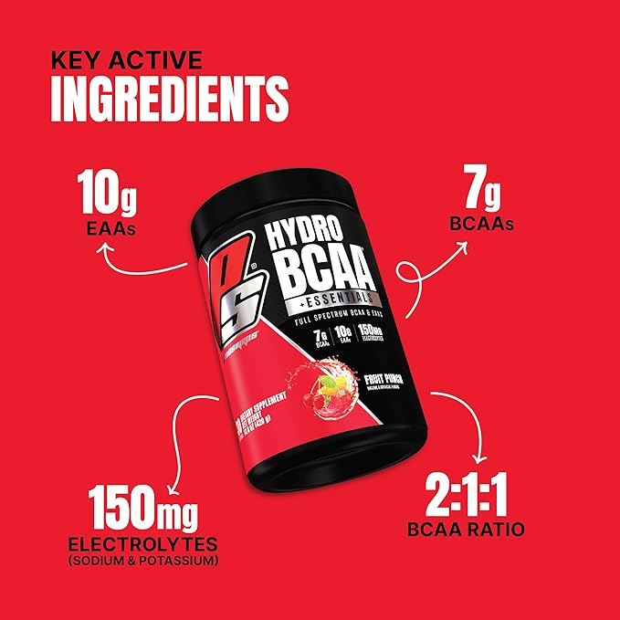 ProSupps HydroBCAA BCAA/EAA Full Spectrum Matrix, 7g BCAAs, 3g EAAs, 0g Sugar, 0g Carbs, (30 Servings, Fruit Punch Flavor)