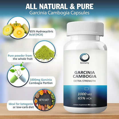 Extra Strength 65% HCA Pure Garcinia cambogia Natural Weight Loss Pills, Appetite Control Pill Dietary Supplement to Control Weight for Both Men and Women