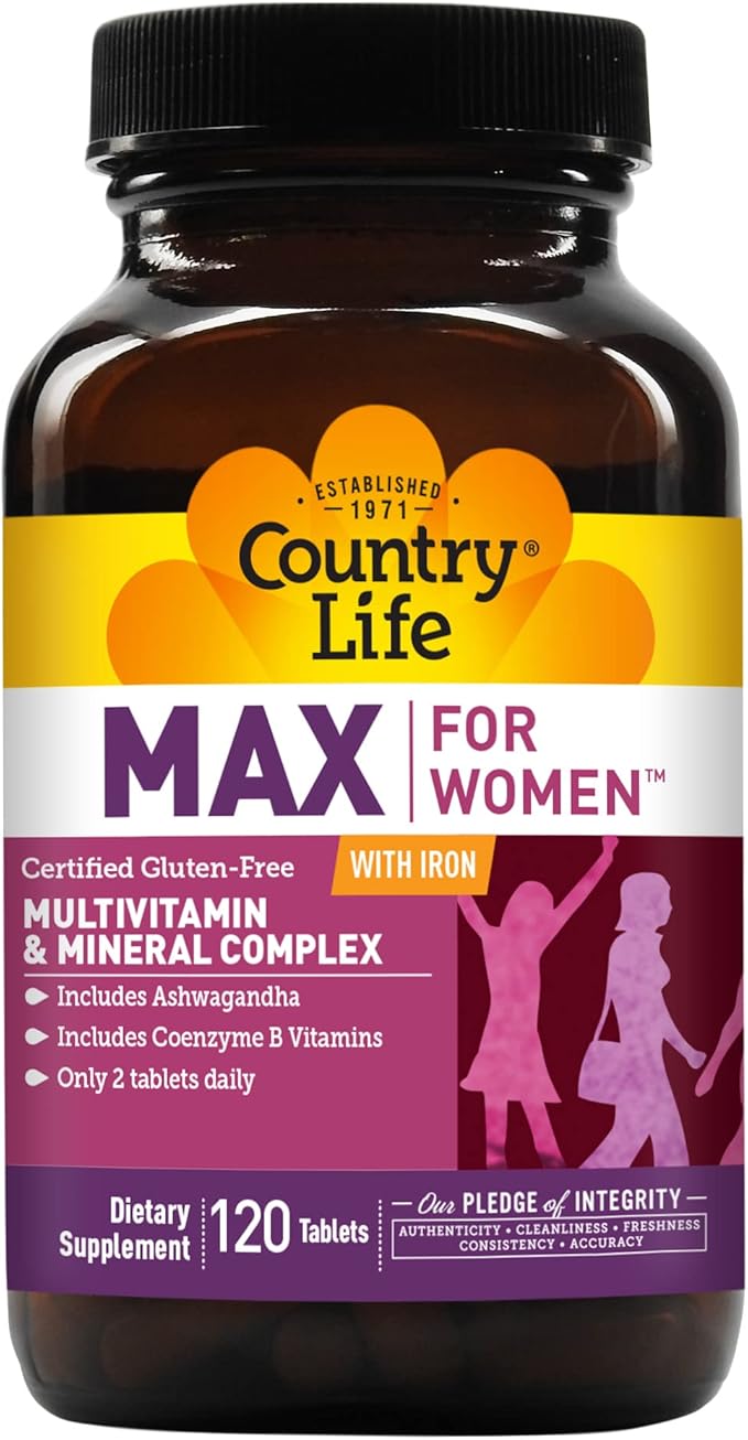 Country Life Max for Women - Multivitamin and Mineral Complex, Iron-free - 120 Tablets