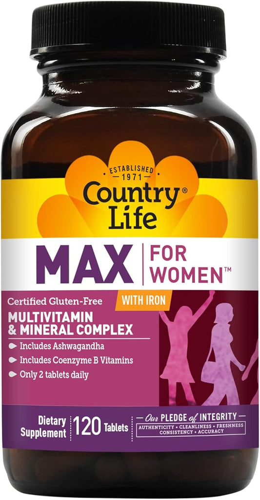 Country Life Max for Women - Multivitamin and Mineral Complex, Iron-free - 120 Tablets