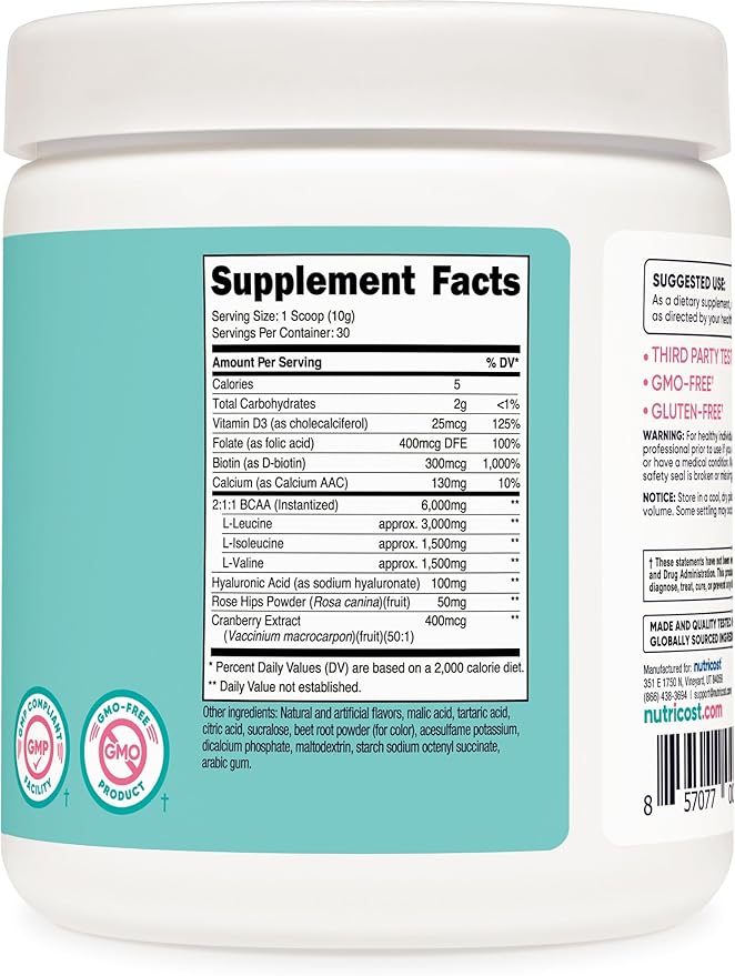 Nutricost BCAA for Women (Watermelon, 30 Servings) - Formulated Specifically for Women - Non-GMO and Gluten-Free