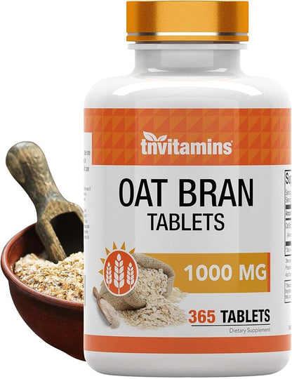 Oat Bran Tablets | 365 Tablets x 1,000 MG per Tablet | Oat Fiber Tablets | Soluble & Dietary Fiber Supplement | May Support Digestive Health