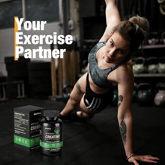 Micronized Creatine Monohydrate Capsules, Creatine Capsules Supplement for Muscle, Strength, Performance, Energy, Recovery, Gluten Free Creatine for Women and Men, 400Capsules (80 Servings)