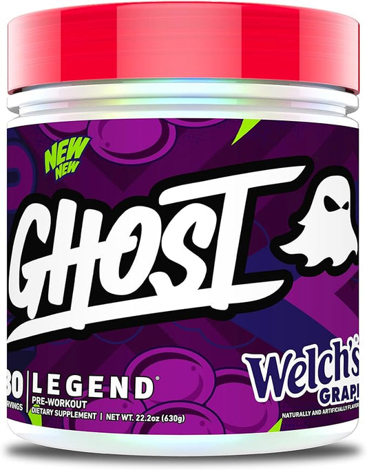 GHOST Legend V4 Pre-Workout Powder, Welch's Grape - 30 Servings – Pre-Workout for Men & Women with Choline, L-Citrulline, & Beta Alanine for Energy & Focus