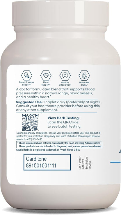 Ayush Herbs - Carditone caplets, 60 Count (Pack of 2)