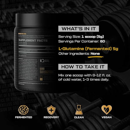 HOSSTILE Glutamine, Fermented L Glutamine Powder for Men & Women, Enhance Muscle Recovery, Support Protein Synthesis, Post Workout Recovery Drink, Unflavored, 60 Servings