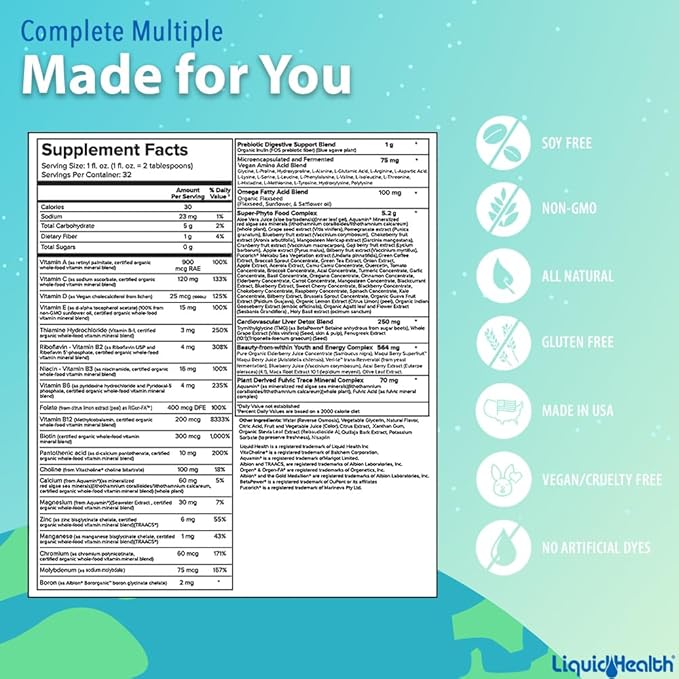 Liquid Health Ultimate Bariatric Liquid Vitamin Supplement Bundle - Adult Daily Bariatric Multivitamin with Iron, Calcium, Magnesium, Vegan Vitamin D3 & Organic B12 - Bariatric Surgery Must Haves