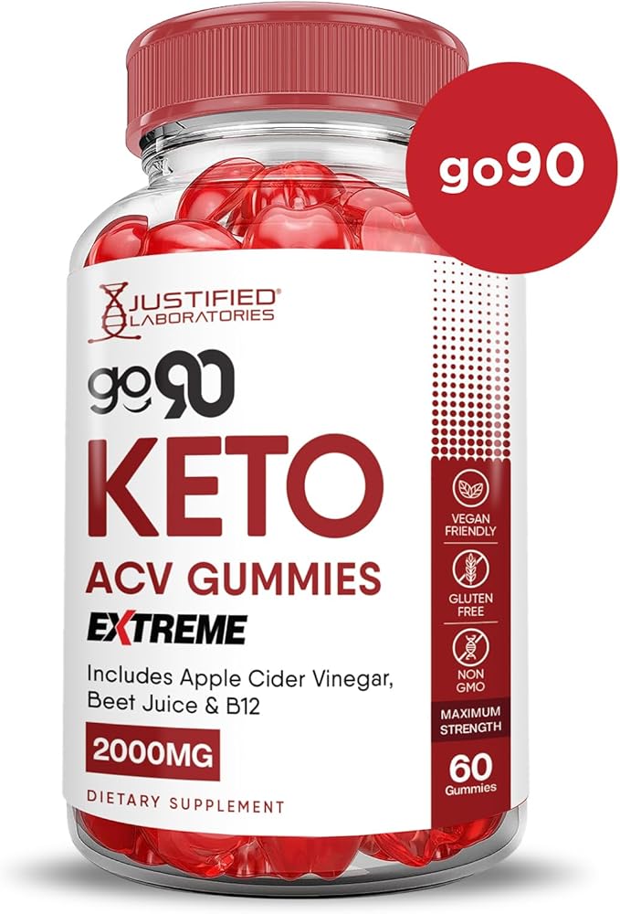 Go 90 Keto ACV Gummies Extreme 2000MG Go90 Keto Gummies Apple Cider Vinegar Formulated with Pomegranate Beet Juice Powder B12 Vegan Non GMO 60 Gummys