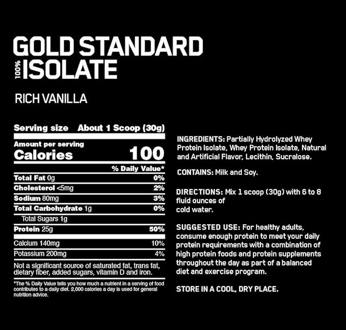 Optimum Nutrition Gold Standard 100% Isolate 3 LB TUB 2019 44 Servings New HYDROLYZED and Ultra Filtered Premium Isolate Protein (Vanilla)