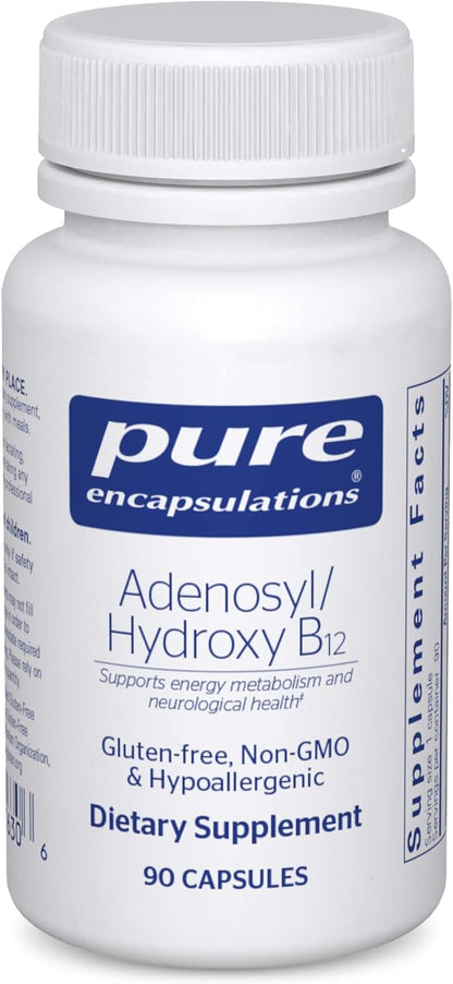 Pure Encapsulations Adenosyl/Hydroxy B12 90's - High-Potency B Vitamin - for Energy Metabolism & Neurological Support* - Brain Support Supplement* - Vegan & Gluten Free - 90 Capsules
