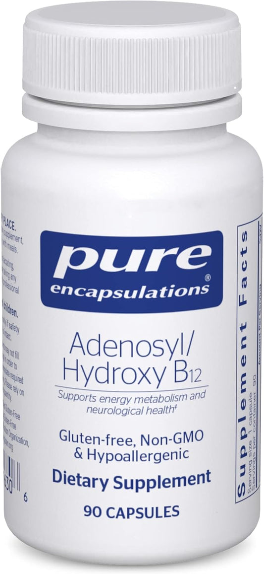Pure Encapsulations Adenosyl/Hydroxy B12 90's - High-Potency B Vitamin - for Energy Metabolism & Neurological Support* - Brain Support Supplement* - Vegan & Gluten Free - 90 Capsules