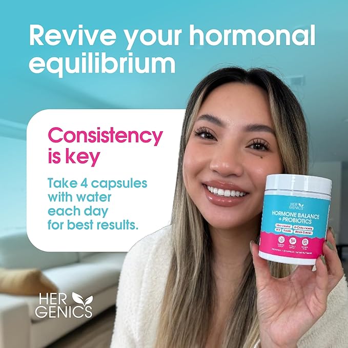 Natural Hormone Balance for Women, PCOS Supplements w/ Probiotics - Myo-Inositol & D-Chiro Inositol & Black Cohosh w/ Folate & B12 - PCOS Supplements for Hormone Balance, Female Vitamins 120 Capsules