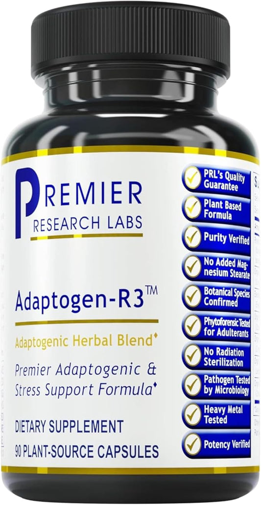 Premier Research Labs Adaptogen-R3: Adaptogen Supplements, Adaptogens, Rhodiola Rosea Supplement with Maca Root, Adaptogen Complex for Stress, Heart & Metabolic Health - 90 Vegetarian Capsules