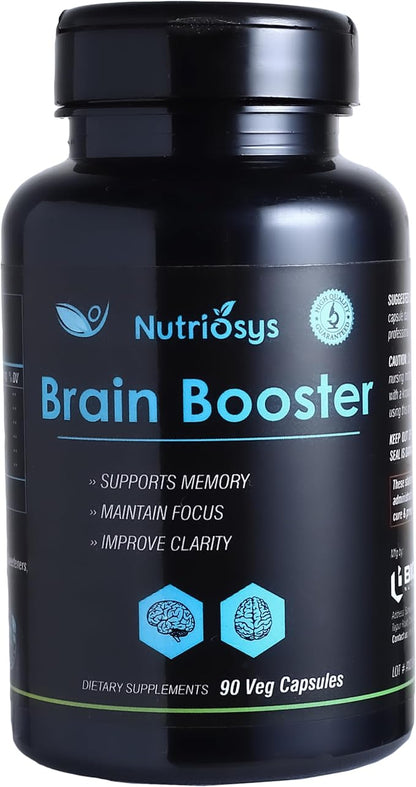 Brain Booster 90 Veggie Capsules, Dietary Supplement for Healthy System, Vitamin Capsules for Men, Women and Adults, Multivitamins Capsules for Brain, Vitamin Supplements.