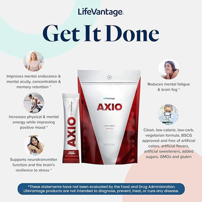 AXIO Regular Energy Drink Powder, Sour Cherry, 30 Packets, Instant Energy Powder, Energy Supplement in a Drink Mix, w/B Vitamins, DMAE, L-Theanine, Quercetin, Green Tea & Pine Bark Extract