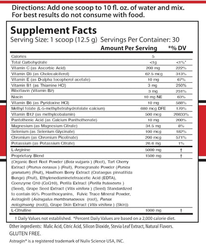 Cardio 911® Heart Health - Nitric Oxide Supplement - (16.82 Ounce Powder with Scoop) - Tart Cherry Flavor L-Arginine 5000 mg and L-Citrulline 1000 mg Combo, Pack of 1
