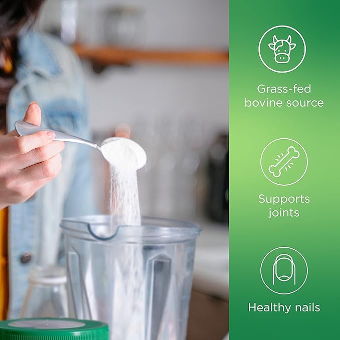 Organika Enhanced Collagen Peptides Protein Powder for Healthy Hair, Skin, Nails, Joints - Hydrolyzed for Better Absorption - Grass-Fed, Non-GMO, Type I and III - Unflavored 17.64 oz