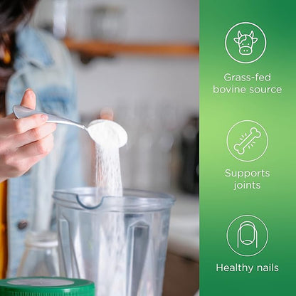 Organika Enhanced Collagen Peptides Protein Powder for Healthy Hair, Skin, Nails, Joints - Hydrolyzed for Better Absorption - Grass-Fed, Non-GMO, Type I and III - Unflavored 17.64 oz