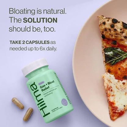 Hilma Natural Gas & Bloating Relief for Women – Doctor Formulated with Organic Ingredients – Lemon Balm, Fennel & Peppermint Leaf – 50 Vegan Capsules
