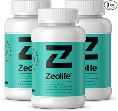 Zeolite-Activated 1 Gram per Capsule Micronized Clinoptilolite 96% Purity. Ultra FINE Includes 3 Bottles.