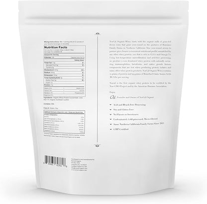 NorCal Organic Unflavored Whey Protein - 2lbs Bulk | 100% Grass-Fed, USDA Certified | Pure, Clean Protein Sourced from Northern California Family Farms