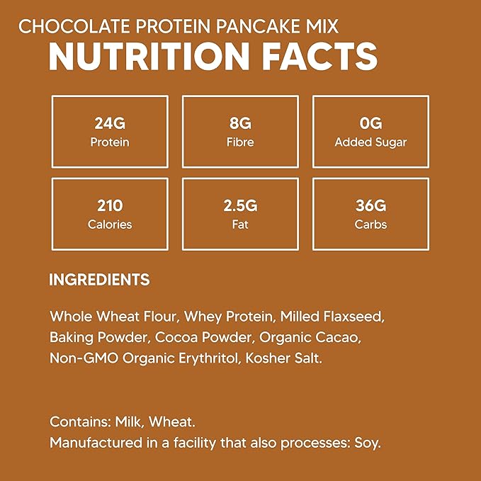 Flourish - Protein Pancake & Waffle Mix, Whey Protein Isolate & Flax Seed, Non-GMO, No Added Sugar, Superfood, High Protein & Fiber, Just Add Water - Chocolate, 16oz