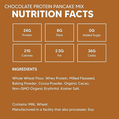 Flourish - Protein Pancake & Waffle Mix, Whey Protein Isolate & Flax Seed, Non-GMO, No Added Sugar, Superfood, High Protein & Fiber, Just Add Water - Chocolate, 16oz