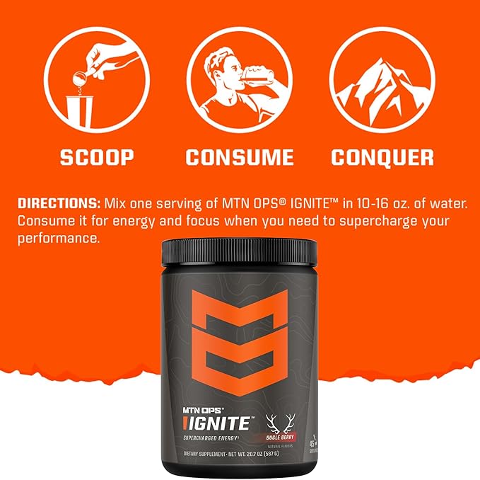 MTN OPS Ignite Supercharged Energy Drink Mix 45-Serving Tub, Pink Lemonade