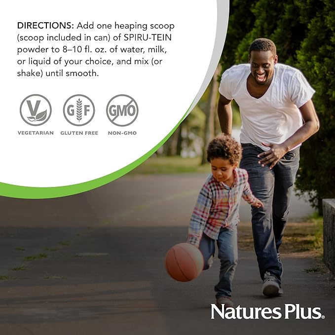 NaturesPlus SPIRU-TEIN Shake - Cappuccino Flavor - 2.25 lbs, Spirulina Protein Powder - Plant Based Meal Replacement, Vitamins & Minerals For Energy - Vegetarian - 32 Servings