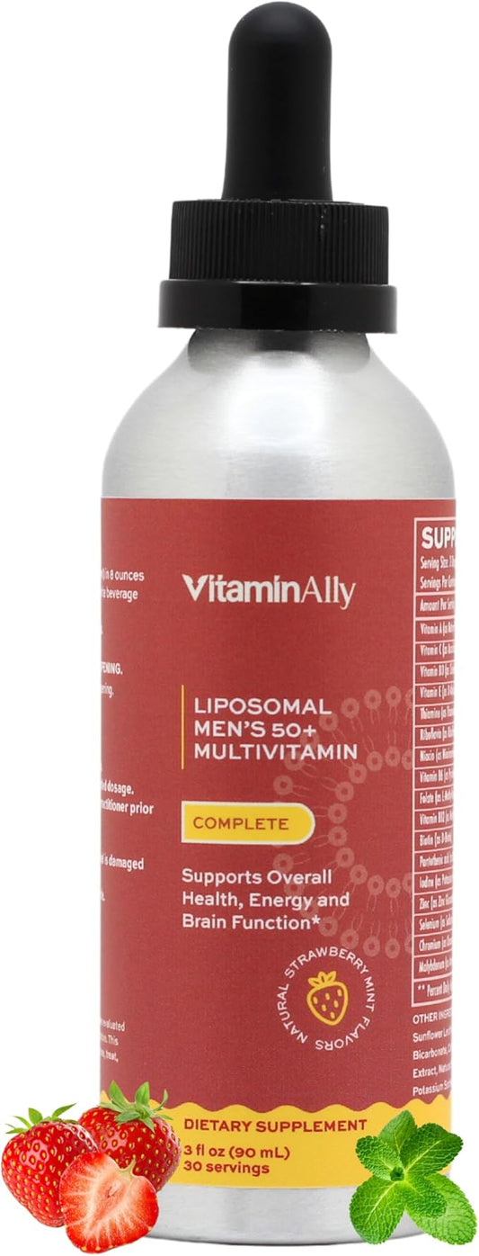 Liposomal Men's 50+ Liquid Multivitamin Drops | Non-GMO | Sugar Free | Gluten Free | 30 Day Supply | 3 FL Oz | Supports Brain Health, Immunity and Energy Production