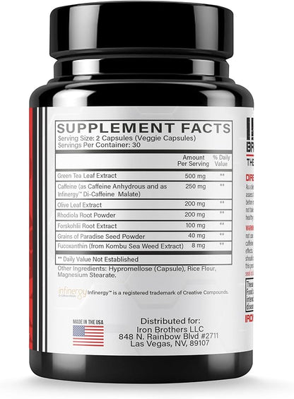 Iron Brothers Supplements Shred for Men & Women | Strong Appetite Suppressant for Weight Loss Management | Supports Cognitive Function Promotes Endurance Increases Energy - Fat Burner - Reduce Craving