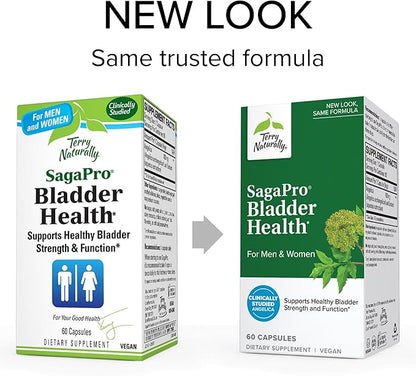 Terry Naturally SagaPro Bladder Health - 60 Capsules - Supports Bladder Strength & Function for Men & Women - Non-GMO, Vegan, Gluten Free - 60 Servings
