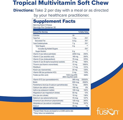 Bariatric Fusion Bariatric Multivitamin Soft Chew | Tropical Fruit Flavor | Chewy for Post Bariatric Surgery Patients Including Gastric Bypass and Sleeve Gastrectomy | 60 Count | 1 Month Supply