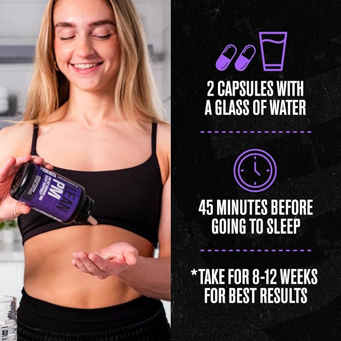 Jacked Factory Lean PM Night Time Fat Burner, Sleep Aid Supplement, & Appetite Suppressant for Men and Women - 120 Stimulant-Free Veggie Weight Loss Diet Pills